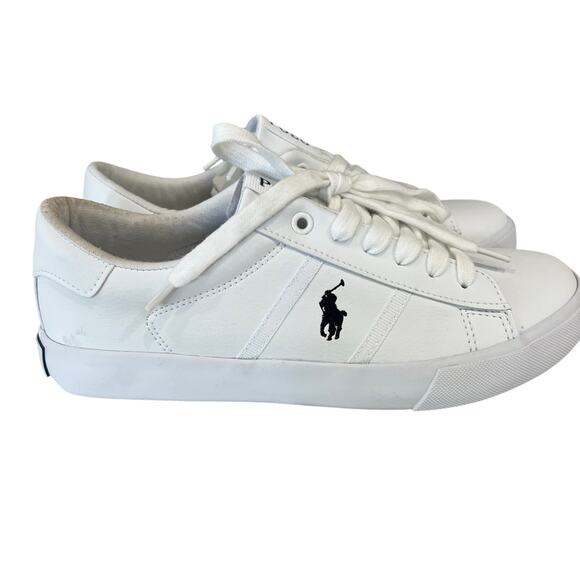 Polo Ralph Lauren Geoff II White and Navy Sneakers – Junior/Boy Size 5 - Picture 1 of 6